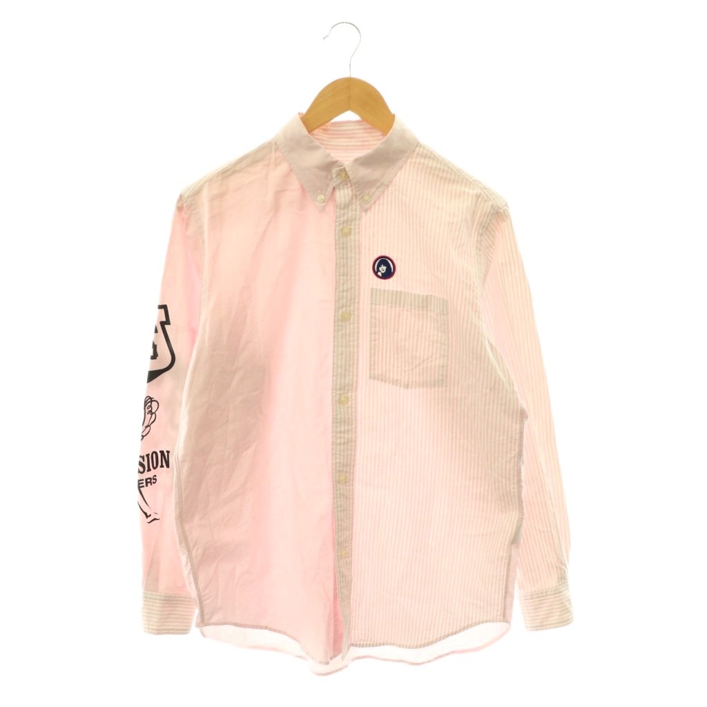 ヒステリックグラマー HYSTERIC GLAMOUR 26SS DIZZY&MILKY BAD ASS WHISKY ボタンダウンシャツ ストライプ 長袖 S ピンク /HS ■OS メンズ  260615