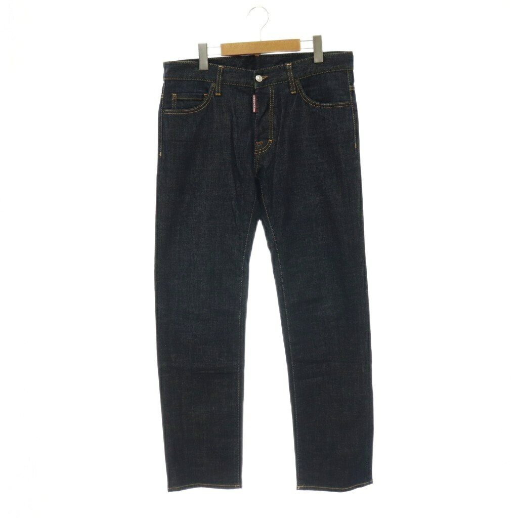 [Used] Dsquared2 Leather Patch Denim Jeans, Button Fly, Size 48, Indigo /CX ■OS Men's [Vector Used Clothing] 260618