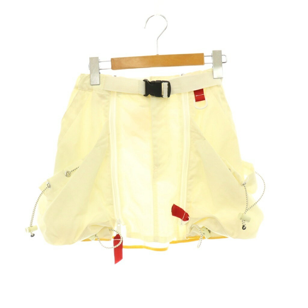 フミカ ウチダ FUMIKA_UCHIDA FU-S-SK002 NYLON WAIST POCKET MINI SKIRT 台形ミニスカート ナイロン 36 アイボリー 赤 ? /ES ■OS レディース  260615