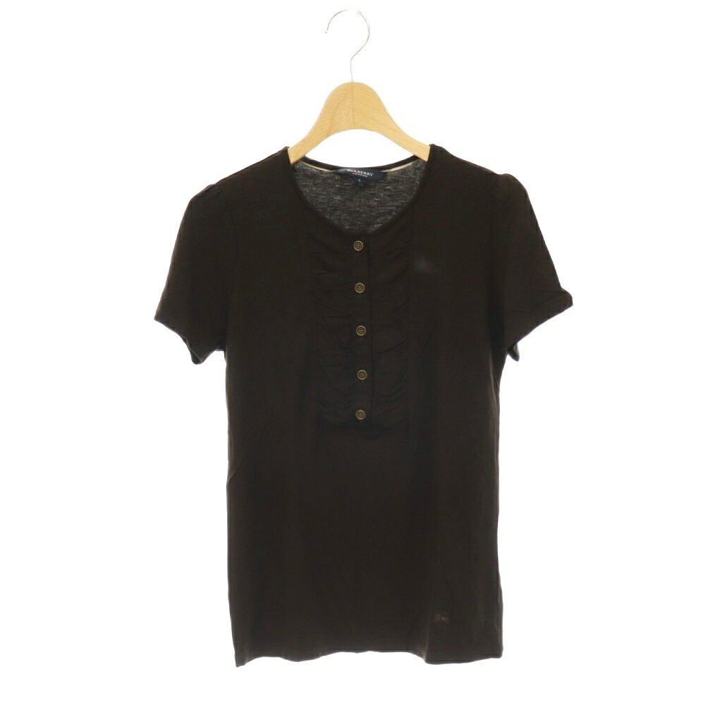 【中古】バーバリー ロンドン BURBERRY LONDON ハーフボタンカットソー 半袖 1 ブラウン /DO ■OS レディース 【ベクトル 古着】 260618