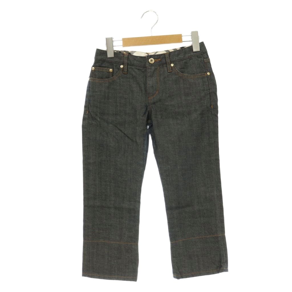 [Used] Burberry Blue Label Cropped Denim Jeans, Zipper Fly, Size 23, Indigo Blue /DO ■OS Women's [Vector Used Clothing] 260618