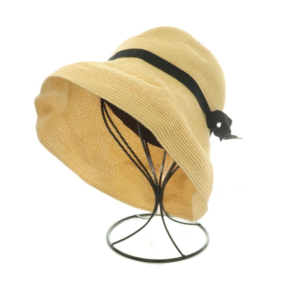 マチュアーハ mature ha. MBOX-105 BOXED HAT 4.5cm brim ペーパーハット 帽子 ベージュ 黒 ブラック /MI ■OS レディース  260623