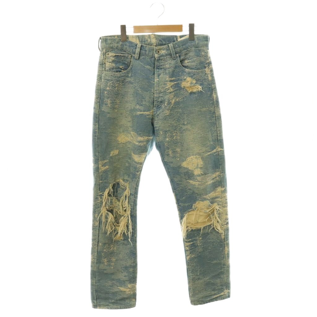 [Used] TAAKK DENIM STRETCH SKINNY DENIM Jeans, Distressed Finish, Button Fly, Size 2, Light Blue /HS ■OS ■SH Men's [Vector Used Clothing] 260623