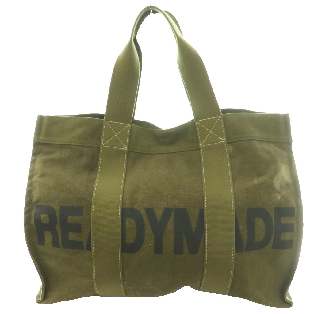 レディメイド READYMADE イージー トート バッグ EASY TOTE BAG ヴィンテージコットン ロゴプリント カーキ /SS ■OS ■SH メンズ  260629