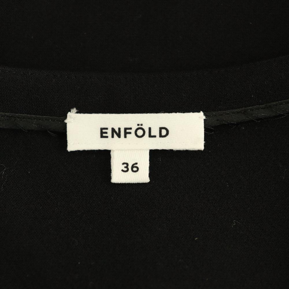 ブランド古着ベクトルプレミアム店の【中古】エンフォルド ENFOLD ダブルクロスVネックトップス チュニック アシンメトリー 五分袖 36 ブラック /MY ■OS レディース 【ベクトル 古着】 260629｜アングル3