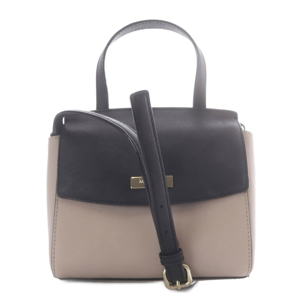 【中古】ケイトスペード KATE SPADE サフィアーノレザー クロスボディバッグ ショルダーバッグ ハンドバッグ 2way ピンクベージュ 黒 ブラック /SR レディース 【ベクトル 古着】 260702