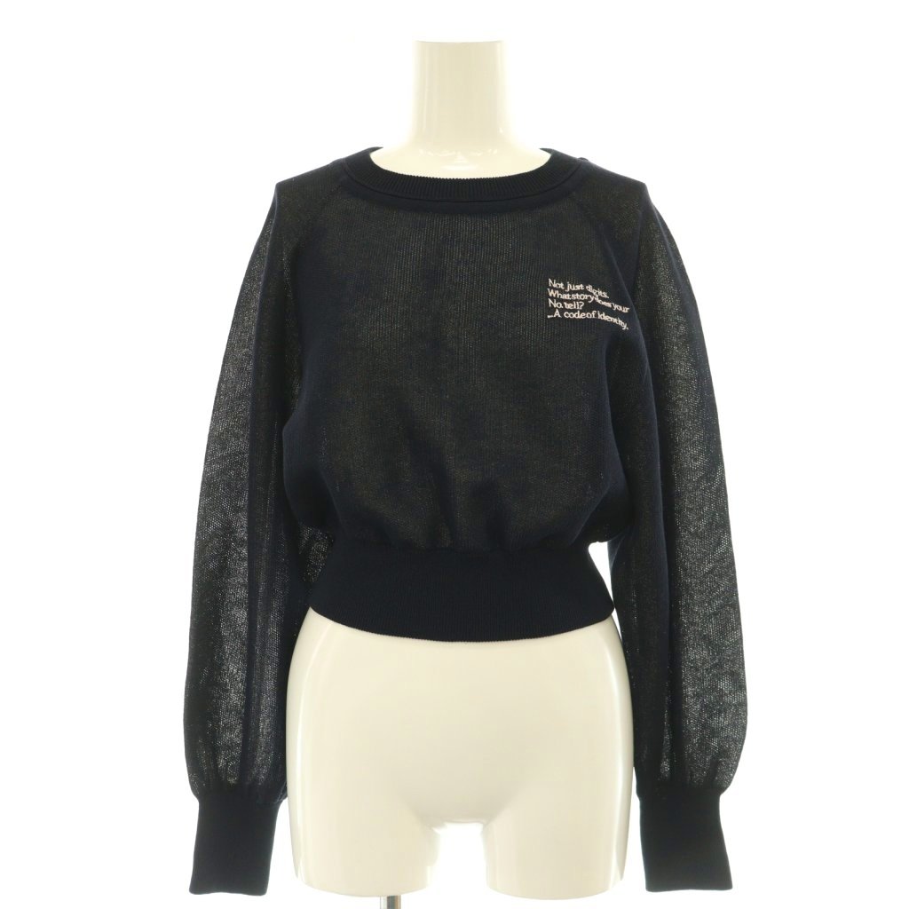 【中古】ココディール COCO DEAL 25AW ラメジャカードスウェットライクニット カットソー 長袖 シアー 2 ネイビー /DO ■OS レディース 【ベクトル 古着】 260703