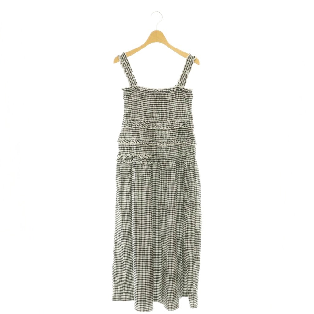 セシリーバンセン Cecilie Bahnsen ×UNIQLO シャーリングワンピース チェック フリル M 黒 ブラック 白 ホワイト /CX ■OS レディース  260706