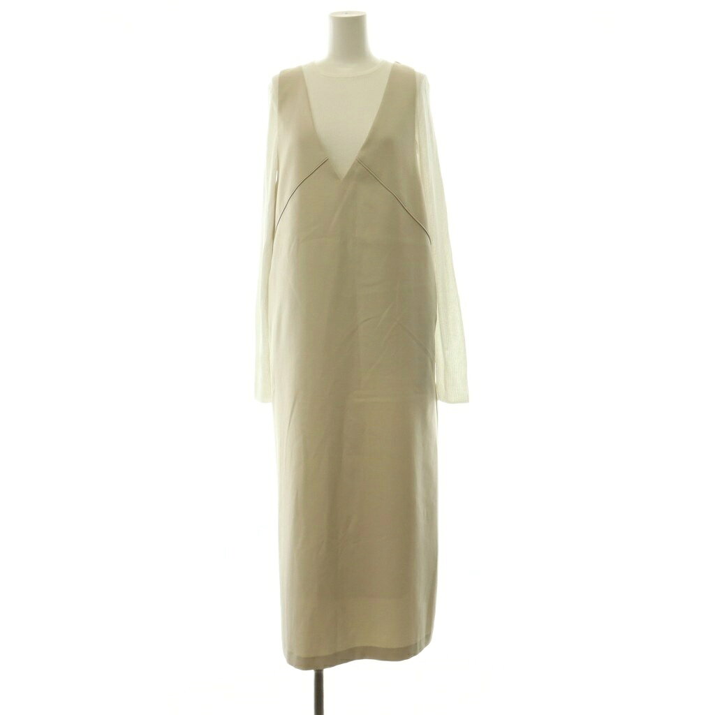 【中古】ミラオーウェン Mila Owen 25AW クルーネックニット×Aラインキャミレイヤードワンピース ロング 1 ホワイト ライトベージュ /HK ■OS レディース 【ベクトル 古着】 260707 vectorpremium-19247955 ブランド古着ベクトルプレミアム店 パッケージ画像
