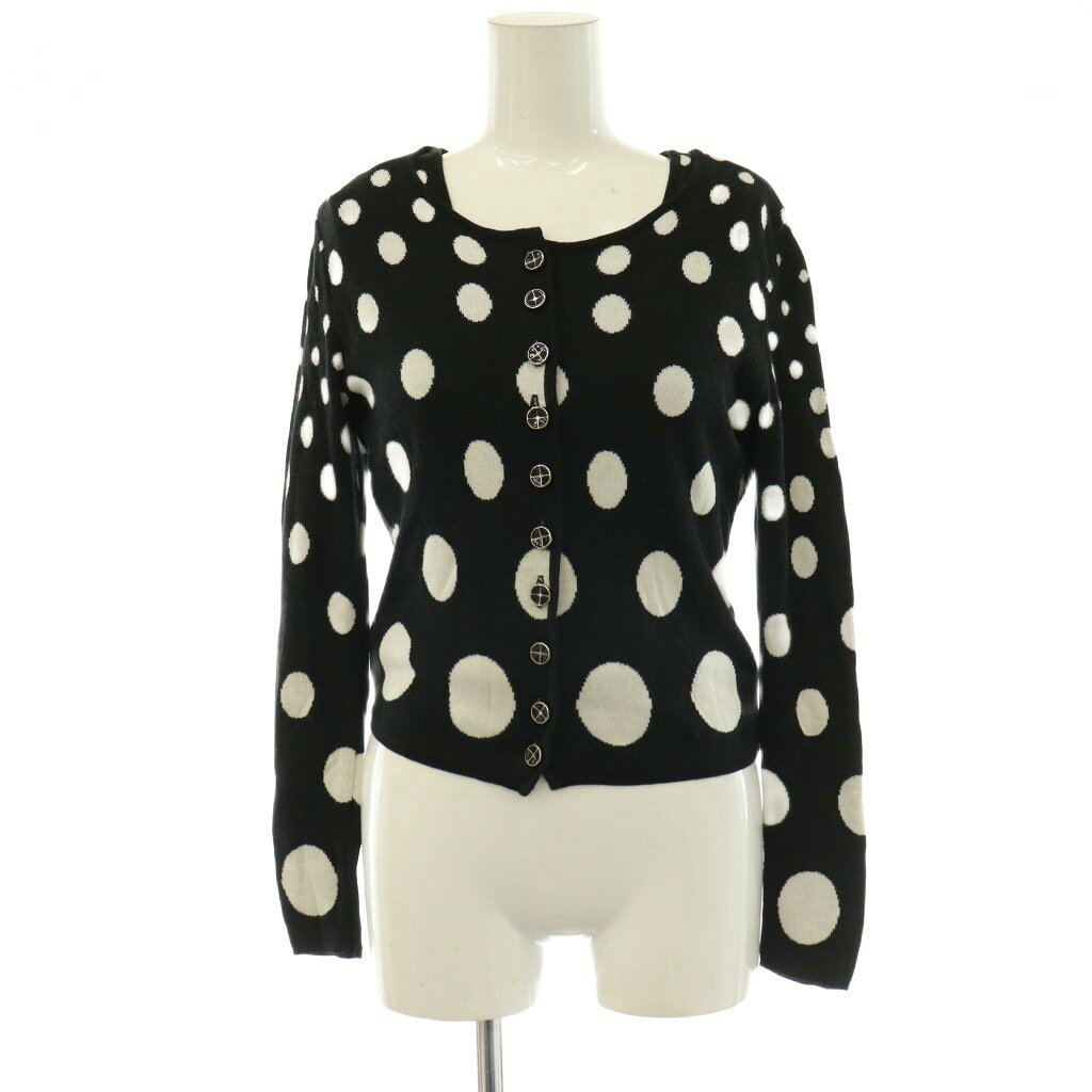 【中古】マドモアゼルディオール Mademoiselle Dior ドット アンサンブルニット カーディガン カットソー M ブラック /HK ■OS レディース 【ベクトル 古着】 260723