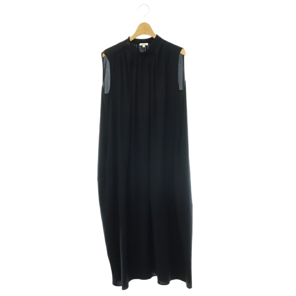 【中古】エンフォルド ENFOLD ノースリーブギャザーコクーンワンピース ロング 38 紺 ネイビー /NR ■OS レディース 【ベクトル 古着】 260811