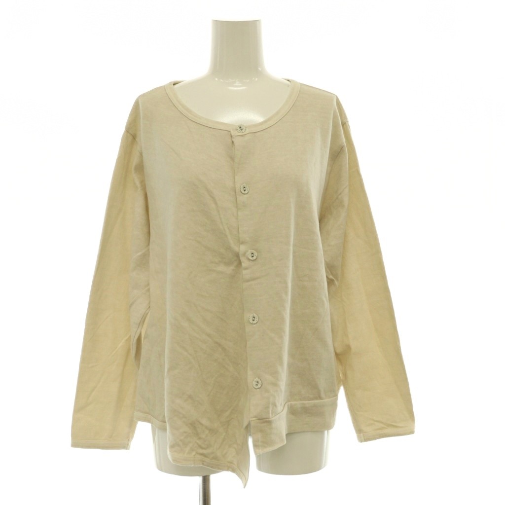 【中古】ヴラス ブラム Vlas Blomme コットンリネン カーディガン 長袖 クルーネック ワンカラー F ライトベージュ /BB レディース 【ベクトル 古着】 260906