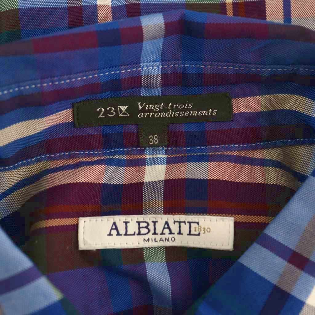 【中古】23区 オンワード樫山 vingt-trois × ALBIATE コットンチェックシャツ ブラウス 長袖 前開き 38 青 ブルー マルチカラー /NR ■OS レディース 【ベクトル 古着】 260922 vectorpremium-19444811 ブランド古着ベクトルプレミアム店 サンプル画像3