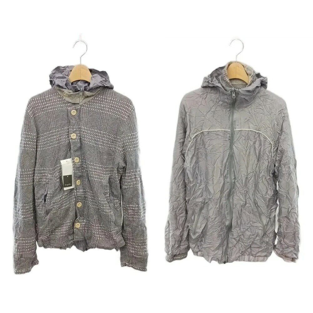 【中古】未使用品 サカイ sacai しわ加工 リバーシブルジャケット ブルゾン リネン混 1 グレー マルチカラー /ES ■OS ■AD メンズ 【ベクトル 古着】 260924