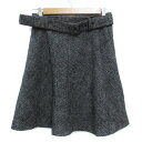 【中古】ザラウーマン ZARA WOMAN フレアスカート ひざ丈 ベルト付き グレンチェック柄 S 黒 グレー ブラック /FF45 レディース 【ベクトル 古着】 230110