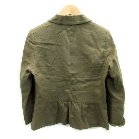 【中古】ナンフェア nymphea テーラードジャケット ミドル丈 総裏地 シングルボタン リネン カーキ /MS40 レディース 【ベクトル 古着】 230216