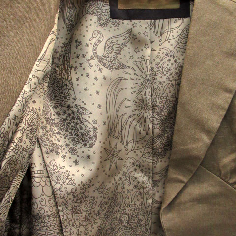 【中古】ナンフェア nymphea テーラードジャケット ミドル丈 総裏地 シングルボタン リネン カーキ /MS40 レディース 【ベクトル 古着】 230216