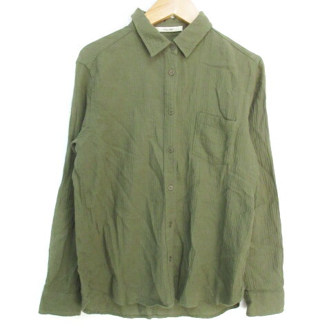 【中古】アーバンリサーチ サニーレーベル URBAN RESEARCH Sonny Label シャツ ブラウス 長袖 透け感 ヘリンボーン柄 36 カーキ /FF17 レディース 【ベクトル 古着】 230220