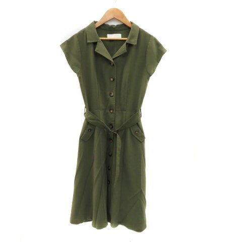 【中古】トッコ TOCCO シャツワンピース ミモレ丈 フレンチスリーブ オープンカラー ウエストベルト付き 無地 M カーキ /YK36 レディース 【ベクトル 古着】 230412 【中古】トッコ TOCCO シャツワンピース ミモレ丈 フレンチスリーブ オープンカラー ウエストベルト付き 無地 M カーキ /YK36 レディース 【ベクトル 古着】 230412