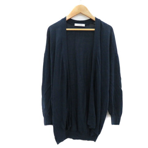【中古】ドゥアルシーヴ DOUX ARCHIVES ニットカーディガン 前開き 無地 薄手 紺 ネイビー /YS15 レディース 【ベクトル 古着】 230421