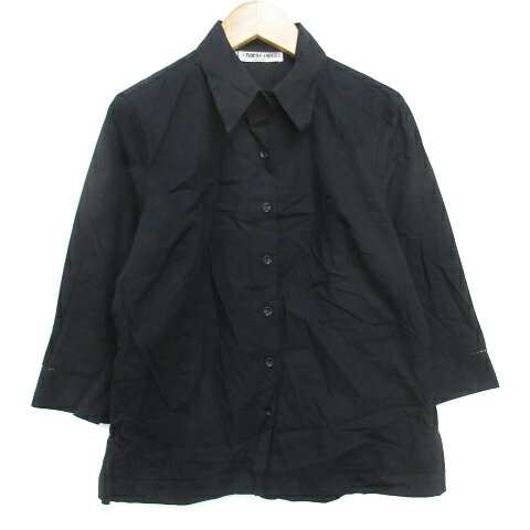 【中古】ナラカミーチェ NARA CAMICIE シャツ ブラウス 七分袖 無地 1 黒 ブラック /FF43 レディース 【ベクトル 古着】 230512