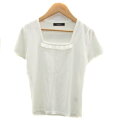 【中古】ミスジェイ MISS J ニット カットソー スクエアネック 半袖 フリル JJ-09 オフホワイト /HO47 レディース 【ベクトル 古着】 230519