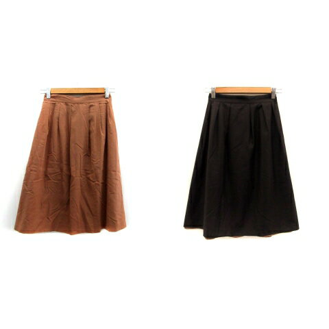 コラージュ ガリャルダガランテ COLLAGE GALLARDAGALANTE フレアスカート ミモレ丈 リバーシブル F 茶色 ブラウン 黒 ブラック /HO12 レディース 230524