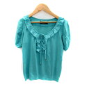 【中古】ボディドレッシングデラックス BODY DRESSING Deluxe ニット カットソー 半袖 スリットネック 無地 フリル リボン 38 エメラルド...