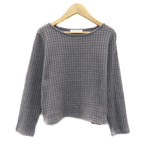 【中古】グローブ grove ニット カットソー 長袖 ボートネック ケーブル編み M グレー /YS6 レディース 【ベクトル 古着】 230530