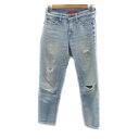 【中古】レッドカード RED CARD デニムパンツ ジーンズ アンクル丈 スリム ダメージ加工 23 水色 ライトブルー /YS1 レディース 【ベクトル 古...