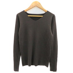 【中古】N.Natural Beauty Basic N.ナチュラルビューティーベーシック ニット カットソー 長袖 Vネック 無地 M ダークグレー /YK15 レディース 【ベクトル 古着】 230621