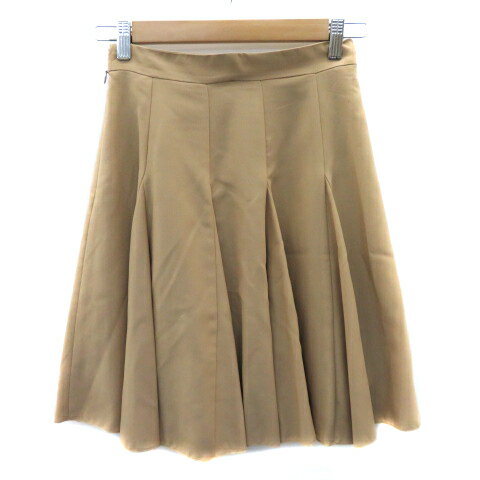 【中古】グローブ grove フレアスカート ギャザースカート ひざ丈 無地 S ベージュ /YK42 レディース 【ベクトル 古着】 230809