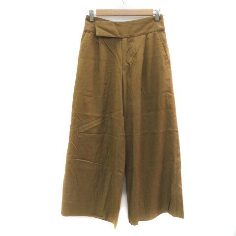 【中古】アングローバルショップ ANGLOBAL SHOP ワイドパンツ ロング丈 無地 38 ライトブラウン /YS3 レディース 【ベクトル 古着】 230616