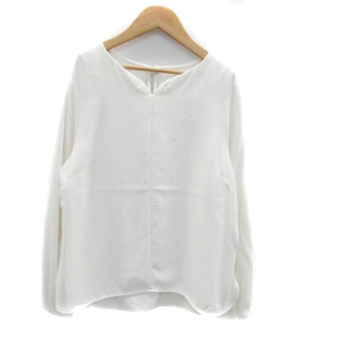 Sleeveless - 【中古】エレガーメント ELEGARMENT ブラウス カットソー スリットネック 長袖 無地 40 オフホワイト /HO16 ■MO レディース 【ベクトル 古着】 230623