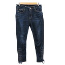 【中古】アズールバイマウジー AZUL by moussy デニムパンツ ジーンズ スキニーパンツ アンクル丈 レースアップ 無地 L インディゴ /YK17 レディース 【ベクトル 古着】 230628