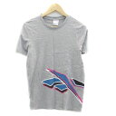 【中古】リーボック Reebok Tシャツ カットソー クルーネック 半袖 プリント M グレー 青 ブルー /HO36 レディース 【ベクトル 古着】 230...