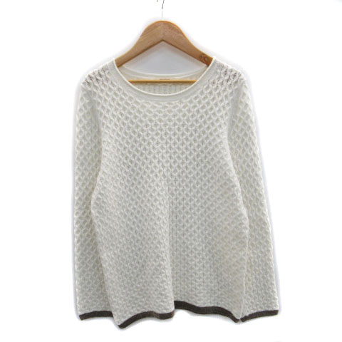 【中古】シンプリシテェ Simplicite ニット セーター 長袖 ラウンドネック 透かし編み ホワイト 白 /MS19 レディース 【ベクトル 古着】 230627