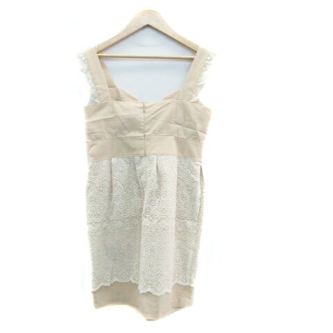 【中古】ジルバイジルスチュアート JILL by JILLSTUART キャミソールワンピース スクエアネック ミニ丈 レース 切替 S オフホワイト ベージュ /HO23 レディース 【ベクトル 古着】 230724