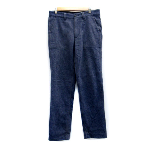 Half Pants, Shorts - 【中古】アダムエロペ Adam et Rope' テーパードパンツ ロング丈 ダイアゴナルストライプ柄 ウール M ブルー 青 /MS6 メンズ 【ベクトル 古着】 230719