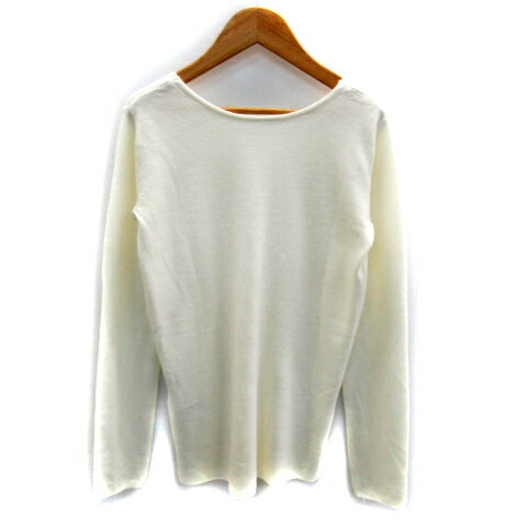 【中古】アズールバイマウジー AZUL by moussy ニット カットソー 長袖 Vネック 無地 S オフホワイト /SY1 レディース 【ベクトル 古着】 230719