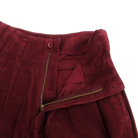 【中古】ナノ&コー nano&co ナノユニバース ワイドパンツ アンクル丈 コーデュロイ 36 ボルドー /HO24 レディース 【ベクトル 古着】 230808