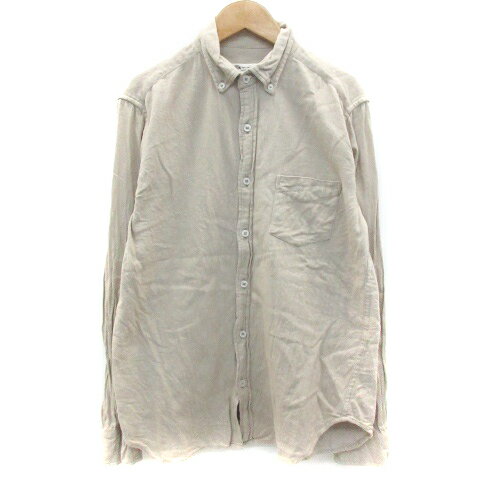 【中古】ナチュラルストーリー Natural Story カジュアルシャツ 長袖 ボタンダウン M ベージュ /YM42 メンズ 【ベクトル 古着】 230726
