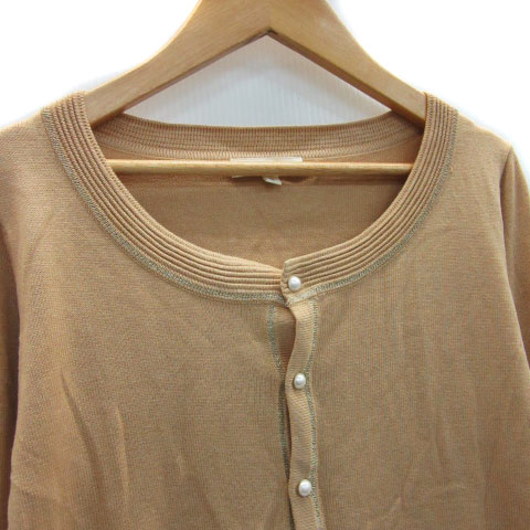 【中古】ロペピクニック ROPE Picnic カーディガン ミドル丈 ラウンドネック 38 ベージュ /MS38 レディース 【ベクトル 古着】 230817