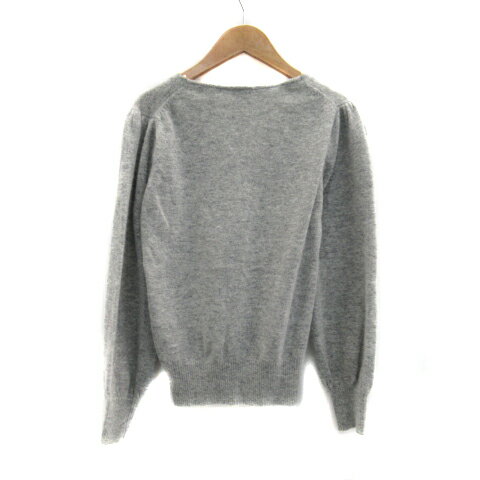 【中古】vingtrois バントロワ ニット カットソー 長袖 ラウンドネック 無地 フェイクパール ウール アンゴラ混 グレー /YS21 レディース 【ベクトル 古着】 230728