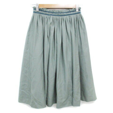 【中古】ストロベリーフィールズ STRAWBERRY-FIELDS フレアスカート ミモレ丈 無地 黄緑 ライトグリーン /FF45 レディース 【ベクトル 古着】 230731