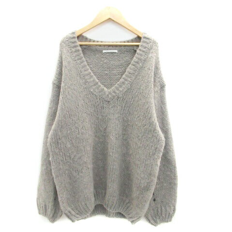 V-Neck - 【中古】アーバンリサーチ URBAN RESEARCH ニット セーター Vネック 長袖 無地 ウール混 オーバーサイズ F グレー /HO1 レディース 【ベクトル 古着】 230726