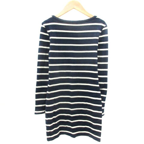 【中古】スナイデル snidel チュニック 長袖 ラウンドネック ボーダー柄 F ネイビー 紺 /YM11 レディース 【ベクトル 古着】 230725