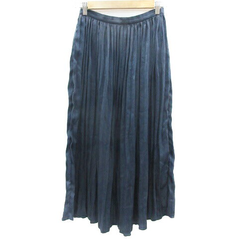【中古】グローバルワーク GLOBAL WORK プリーツスカート ロング丈 マキシ丈 M ネイビー 紺 /YM26 レディース 【ベクトル 古着】 230801