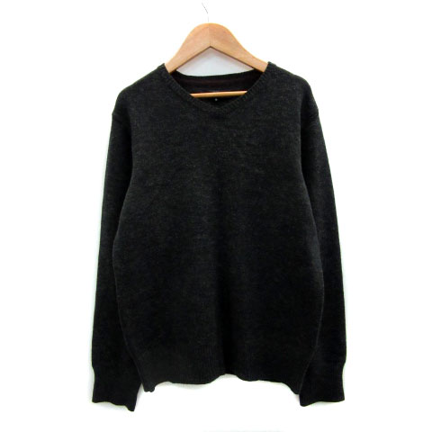 【中古】ユニオンステーション UNION STATION ニット セーター 長袖 Vネック ウール混 M ダークグレー /MS38 メンズ 【ベクトル 古着】 230808(4)