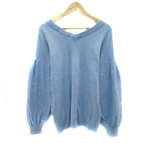 ブランド古着ベクトルプレミアム店の【中古】ローリーズファーム LOWRYS FARM ニット カットソー 長袖 バルーンスリーブ Vネック 無地 F 水色 ライトブルー /YS20 レディース 【ベクトル 古着】 230731｜アングル2